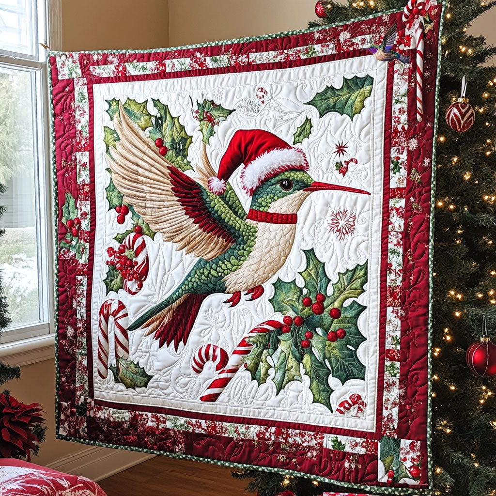 Christmas Hummingbird Quilt Blanket