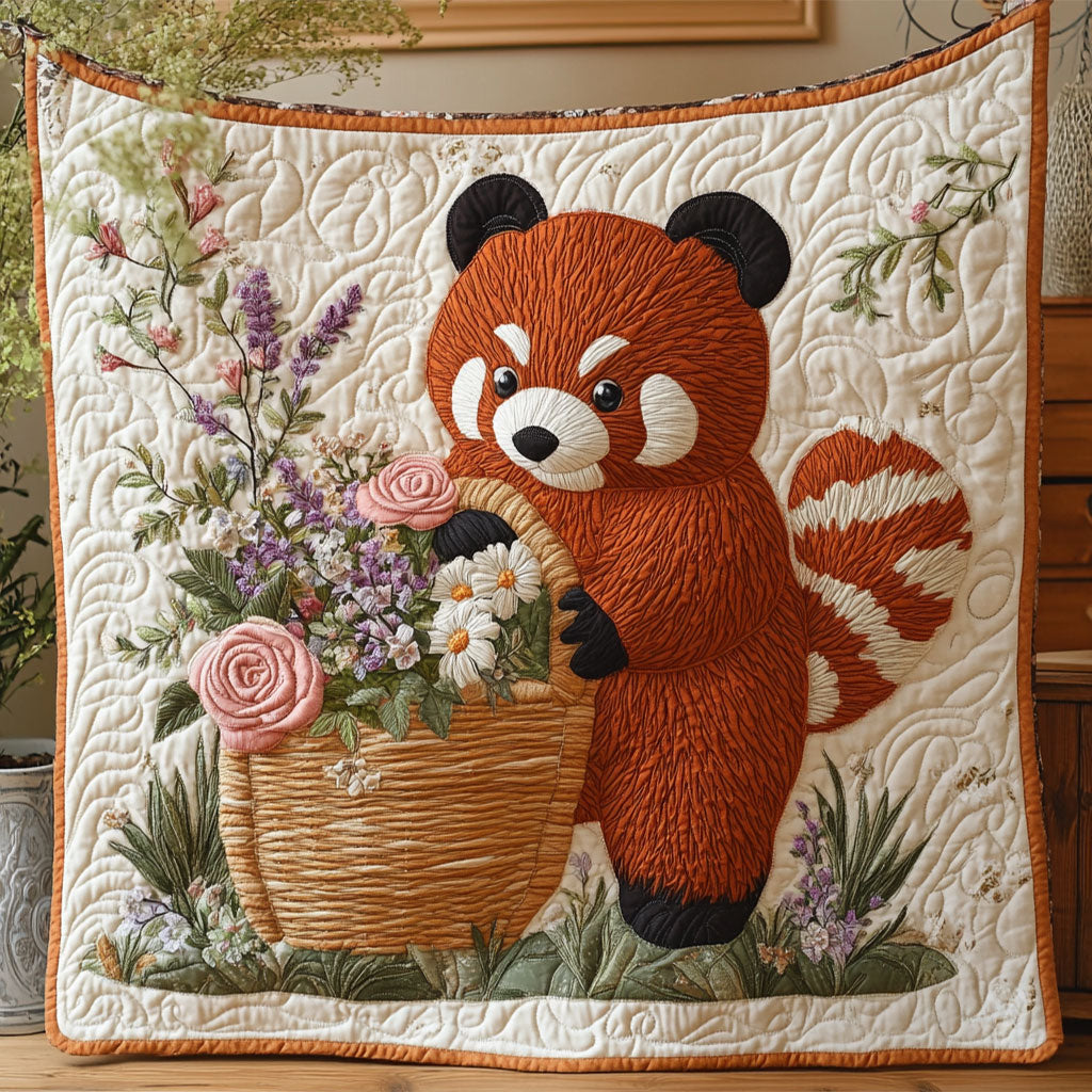 Flower Red Panda Woodland Comfort Quilt Blanket