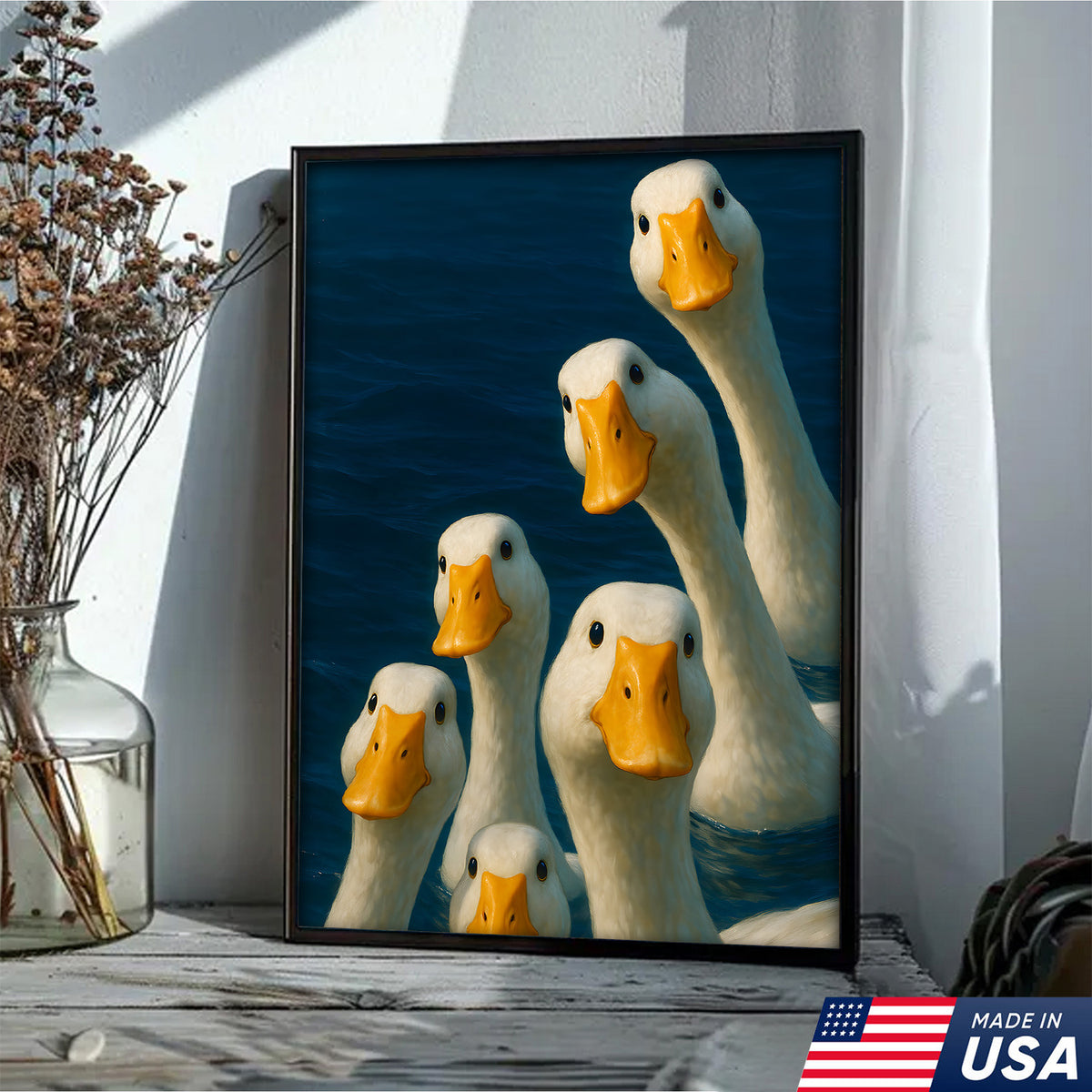Funny Duck Canvas Wall Art – Quirky Farmhouse & Hunting Cabin Decor, Perfect Gift for Hunters