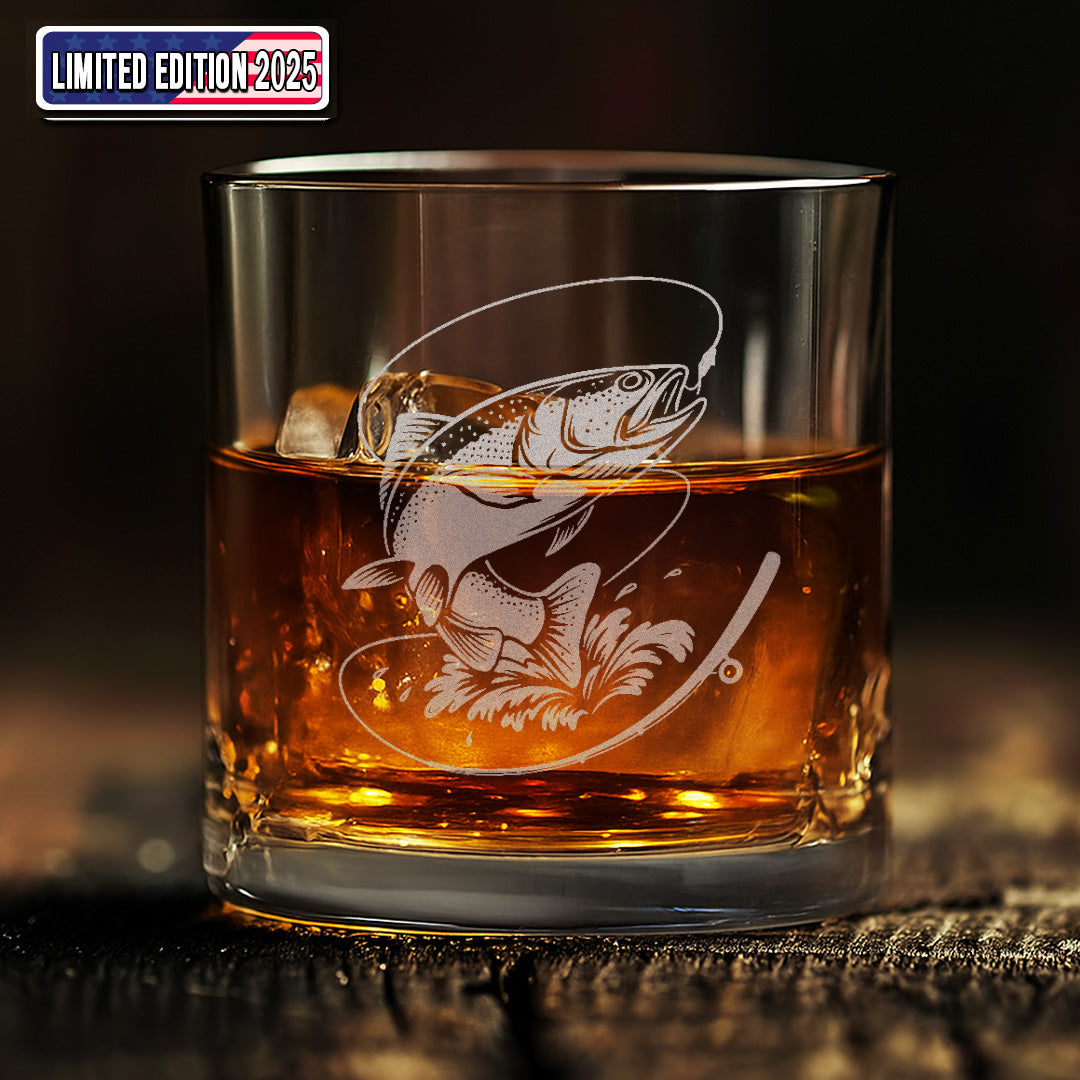 Trout Fishing Whiskey Glass – Custom Engraved Fly Fisherman Gift2025