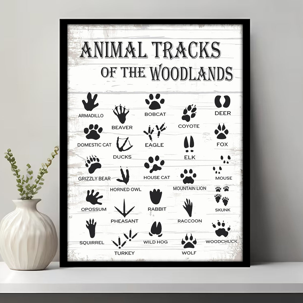Animal Tracks of the Woodlands Canvas – Rustic Cabin Wall Art for Hunters & Nature Lovers