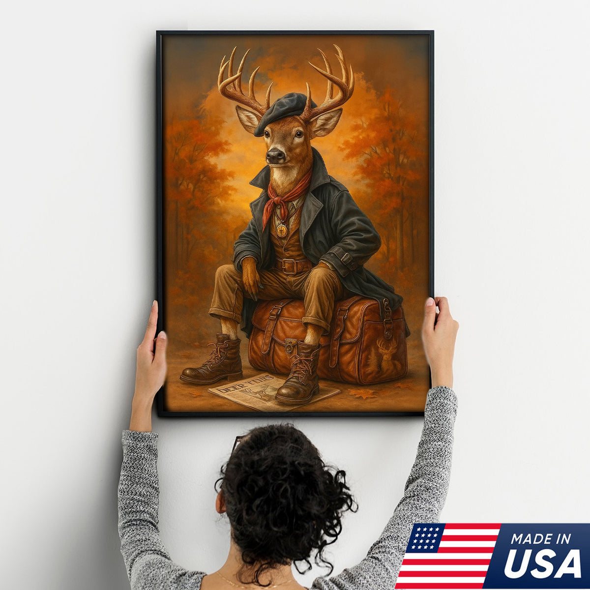 The Gentleman Hunter Deer Canvas Wall Art - Rustic Hunting Lodge - Deer Canvas Print for Hunters