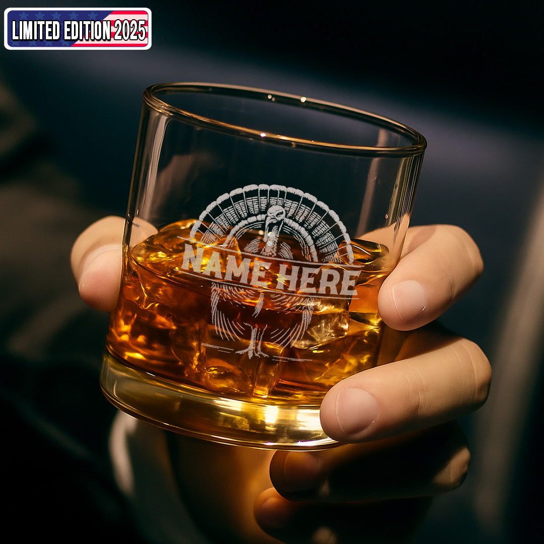 Personalized Turkey Whiskey Glass – Unique Gift for Hunters, Outdoorsmen & Drinking Lovers