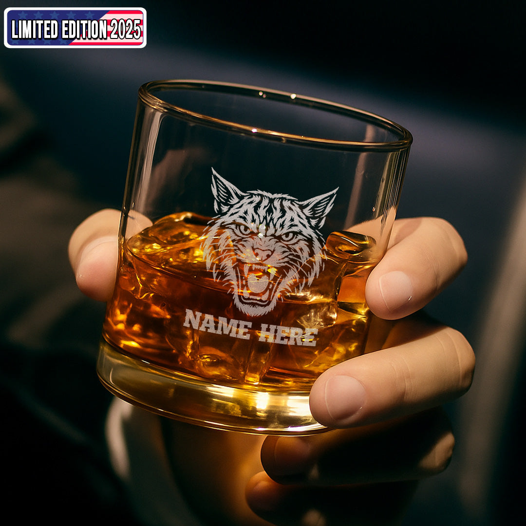 Personalized Whiskey Glass – Engraved Tiger Head, Custom Glass for Drinking Lovers And Man Cave Decor