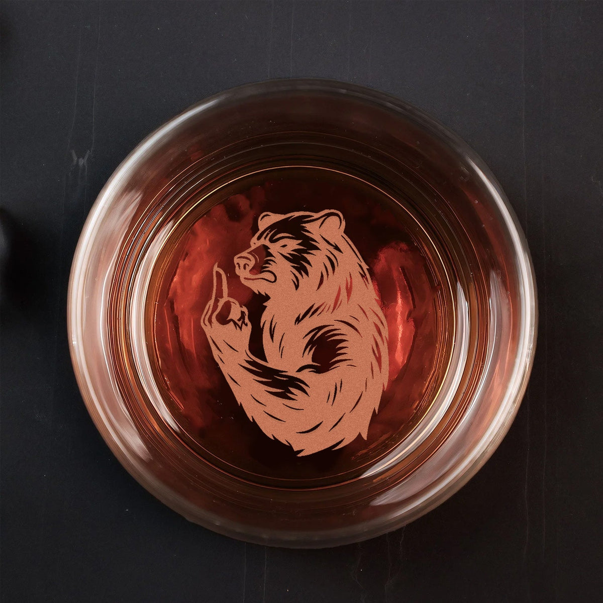 Bear Engraved Whiskey Glass – Funny Funny Finger Whiskey Glass for Men, Unique Barware Gift