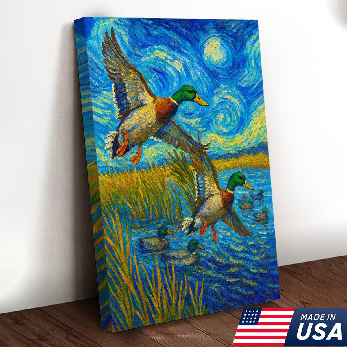 Mallard Duck Hunting Canvas Wall Art – Flying Ducks Rustic Decor