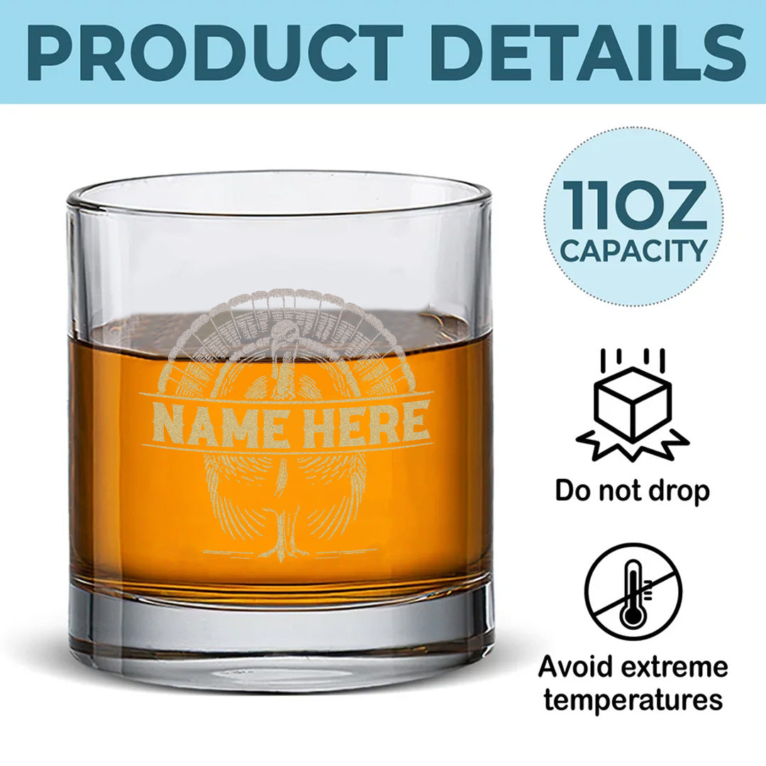 Personalized Turkey Whiskey Glass – Unique Gift for Hunters, Outdoorsmen & Drinking Lovers