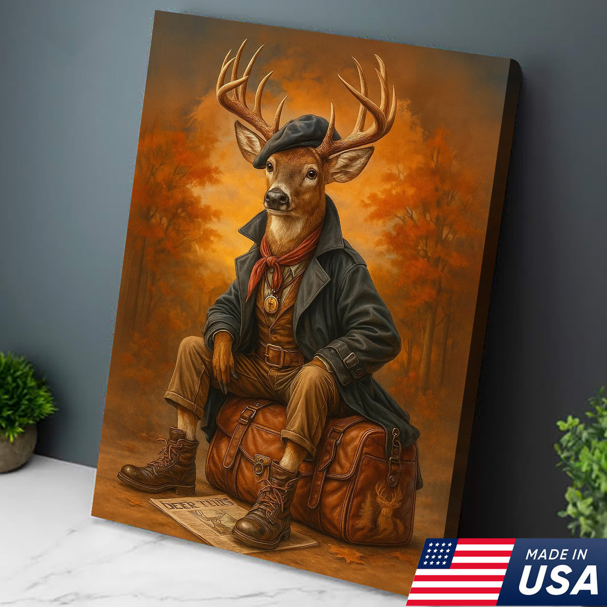The Gentleman Hunter Deer Canvas Wall Art - Rustic Hunting Lodge - Deer Canvas Print for Hunters