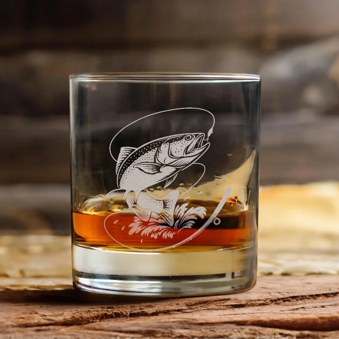Trout Fishing Whiskey Glass – Custom Engraved Fly Fisherman Gift2025