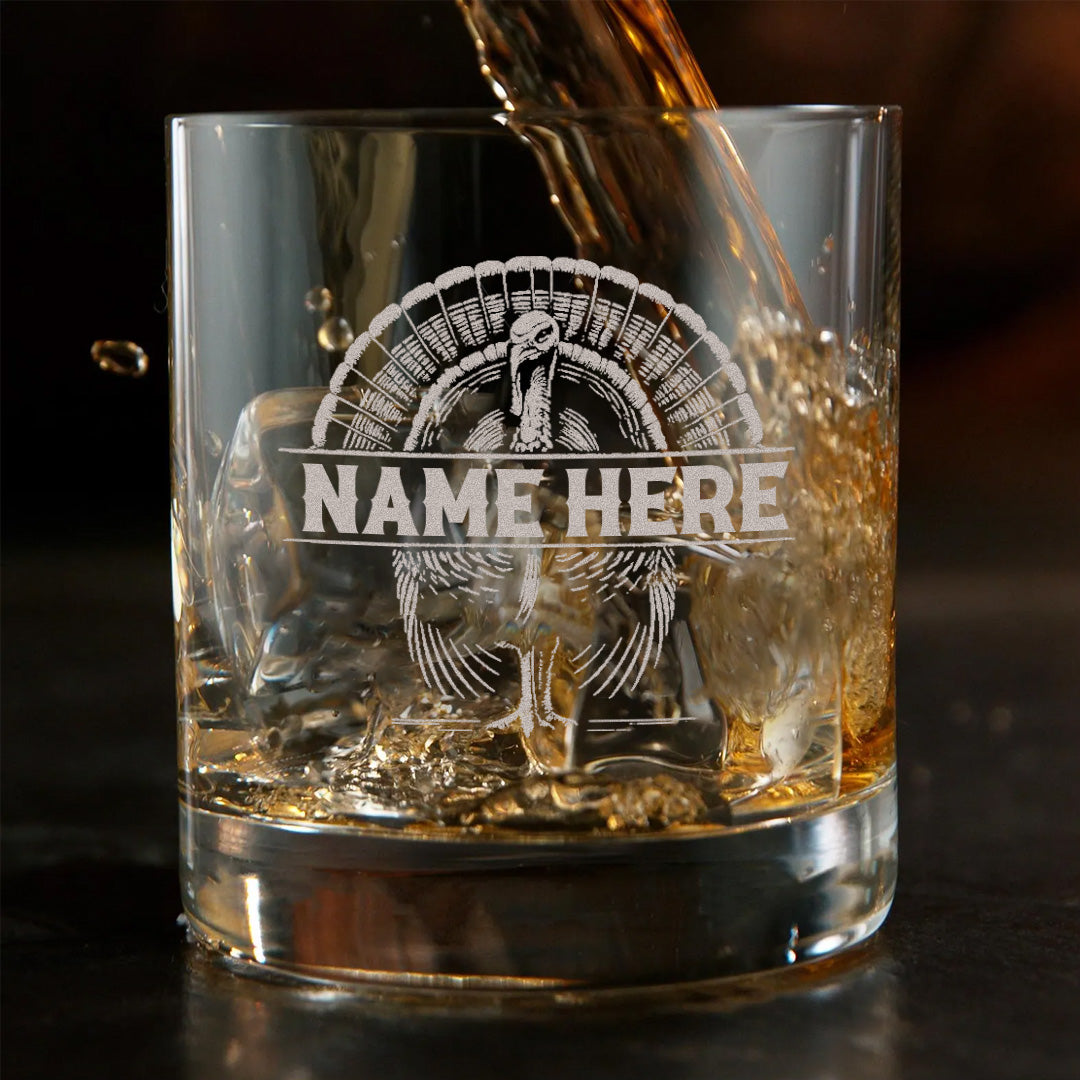 Personalized Turkey Whiskey Glass – Unique Gift for Hunters, Outdoorsmen & Drinking Lovers