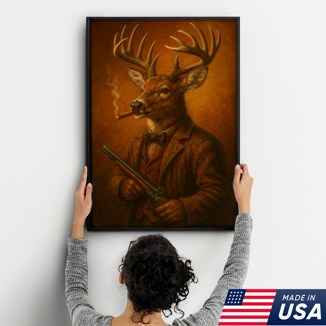 Deer Hunter Canvas Wall Art – Funny Hunting Gift for Men, Hunters & Lodge Decor