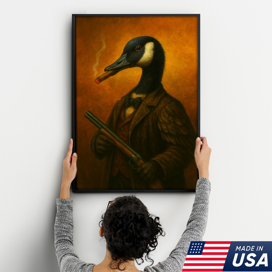 Goose Hunter Canvas Wall Art – Funny Canada Goose Hunting Gift for Men, Lodge & Man Cave Decor
