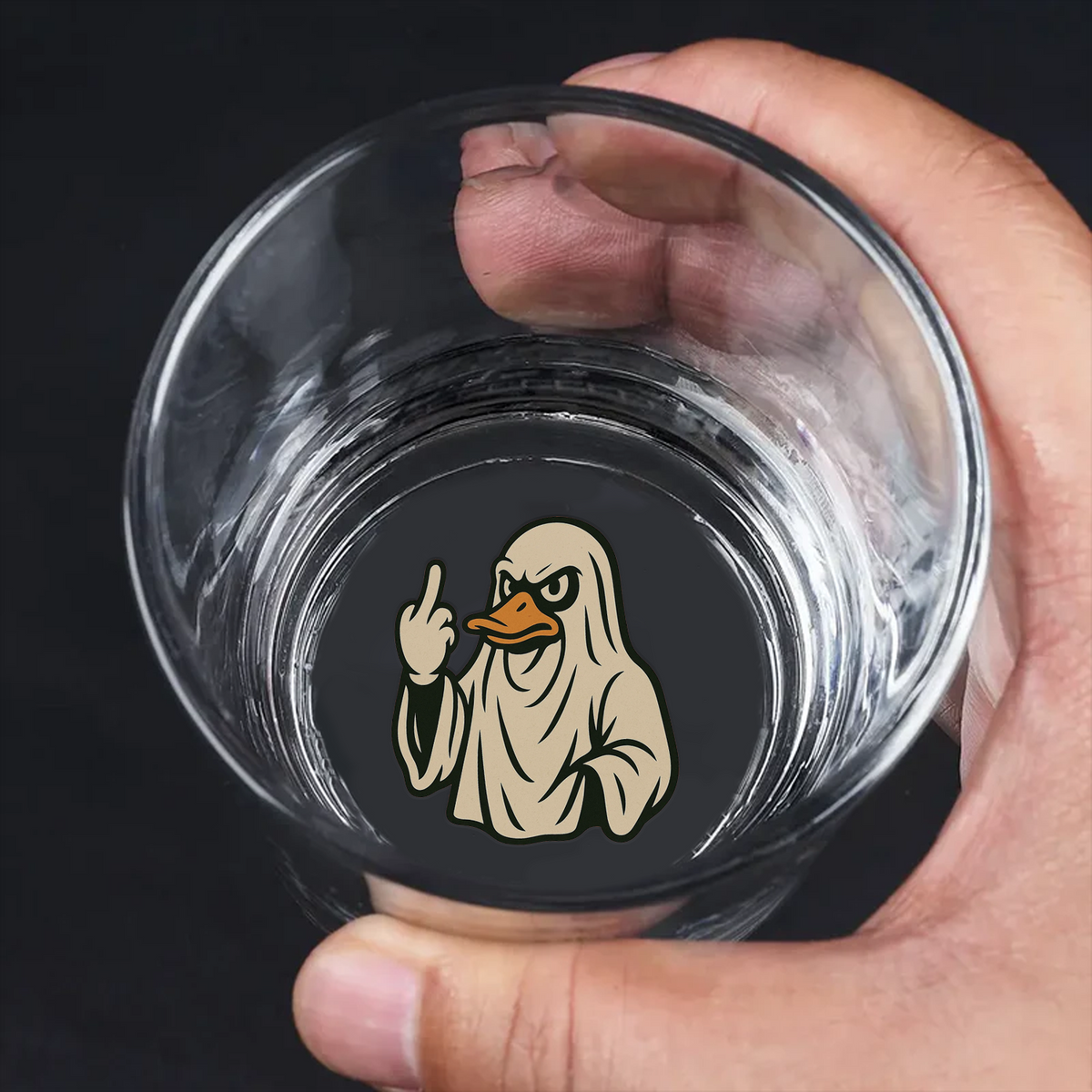 Funny Duck Halloween Whiskey Glass – Unique Drinking Gift for Hunters, Men, and Drinking Lovers