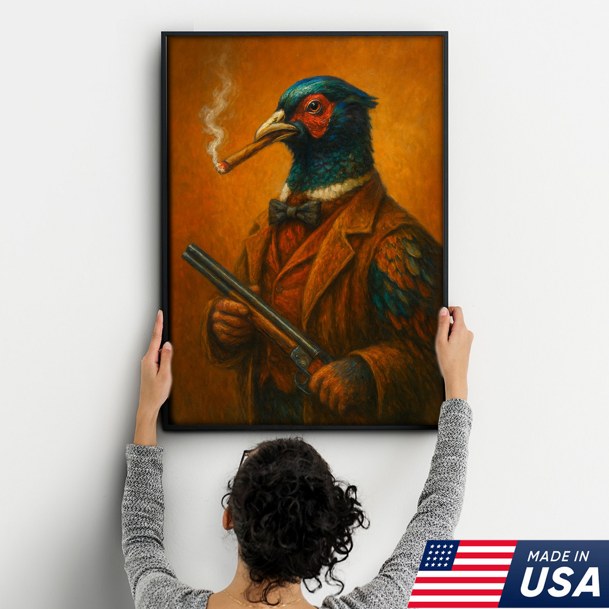 Pheasant Hunter Canvas Wall Art – Funny Hunting Gift for Men, Upland Game Bird Hunters