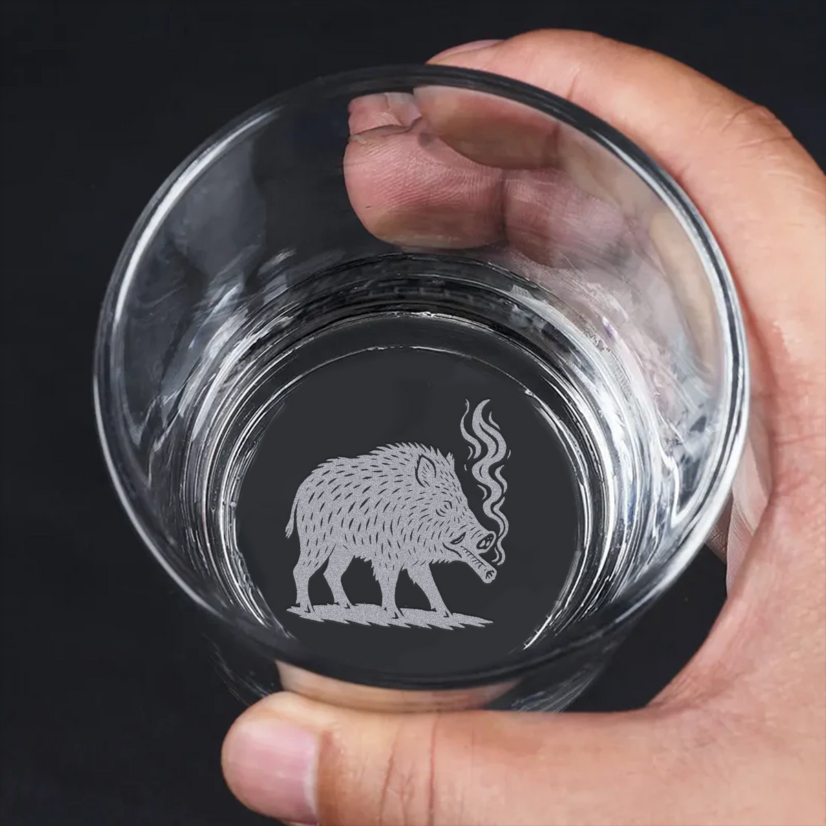 Wild Boar Hunting Engraved Whiskey Glass 2025 – Limited Edition Gift for Men & Hunters