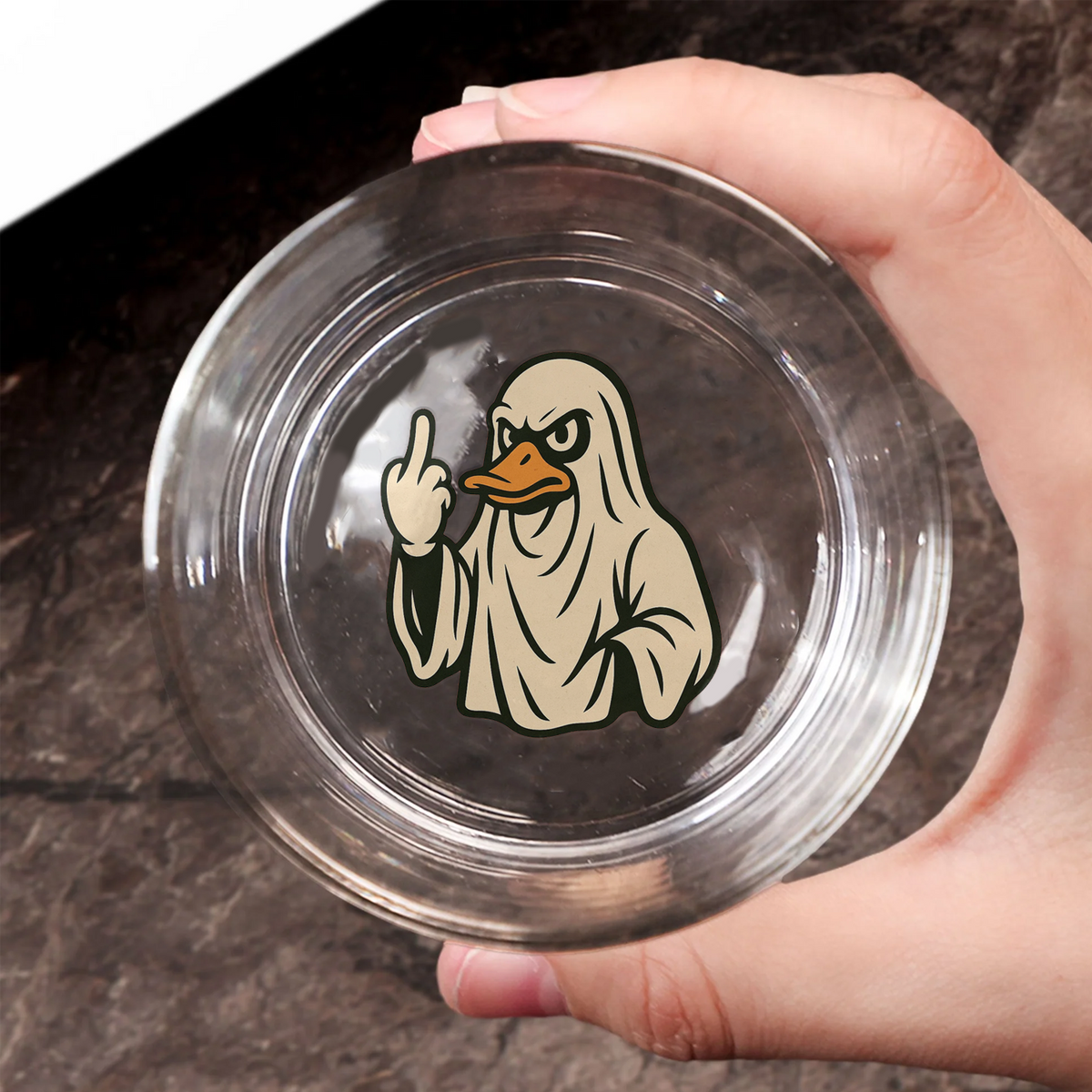 Funny Duck Halloween Whiskey Glass – Unique Drinking Gift for Hunters, Men, and Drinking Lovers