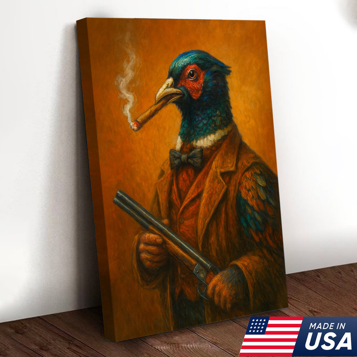 Pheasant Hunter Canvas Wall Art – Funny Hunting Gift for Men, Upland Game Bird Hunters