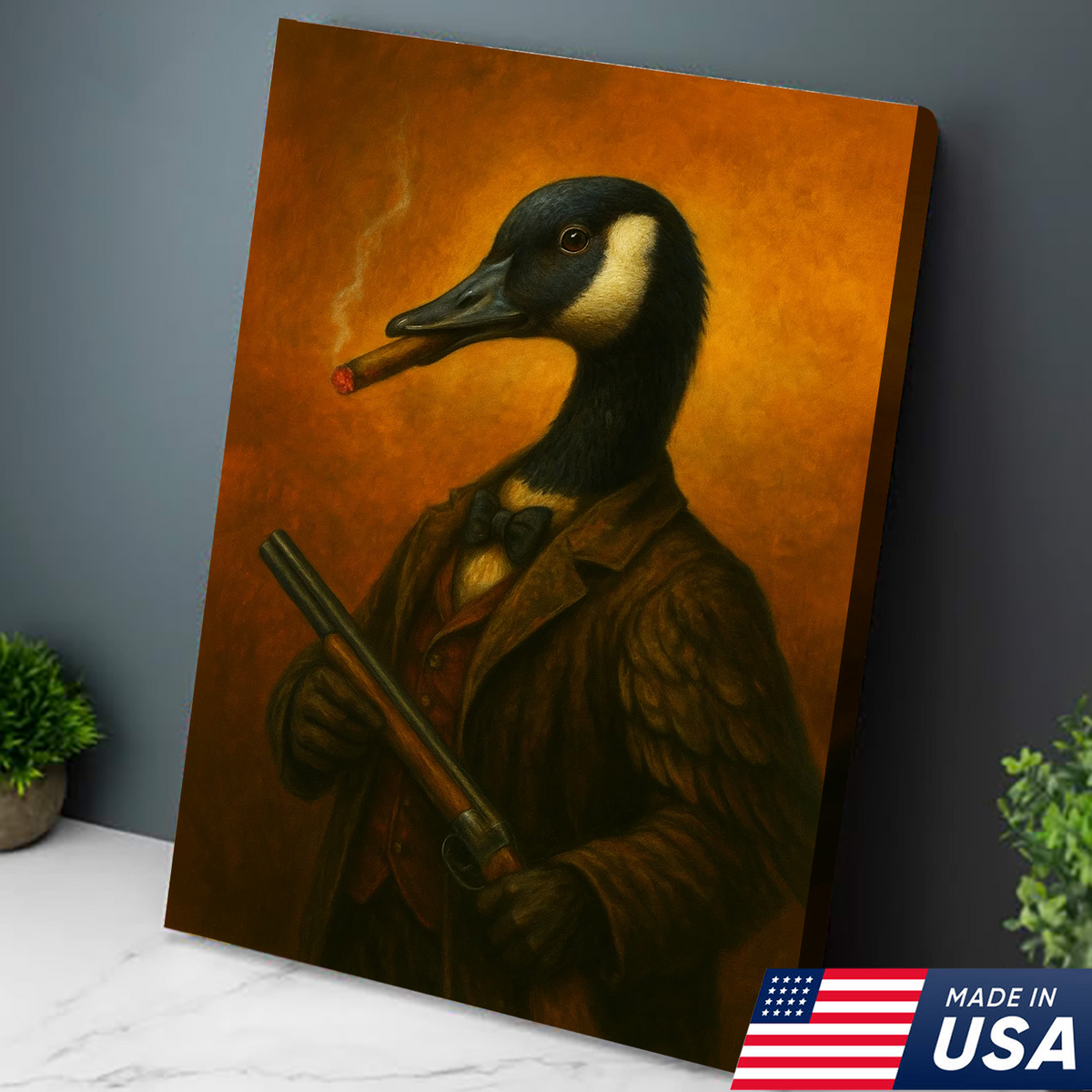 Goose Hunter Canvas Wall Art – Funny Canada Goose Hunting Gift for Men, Lodge & Man Cave Decor