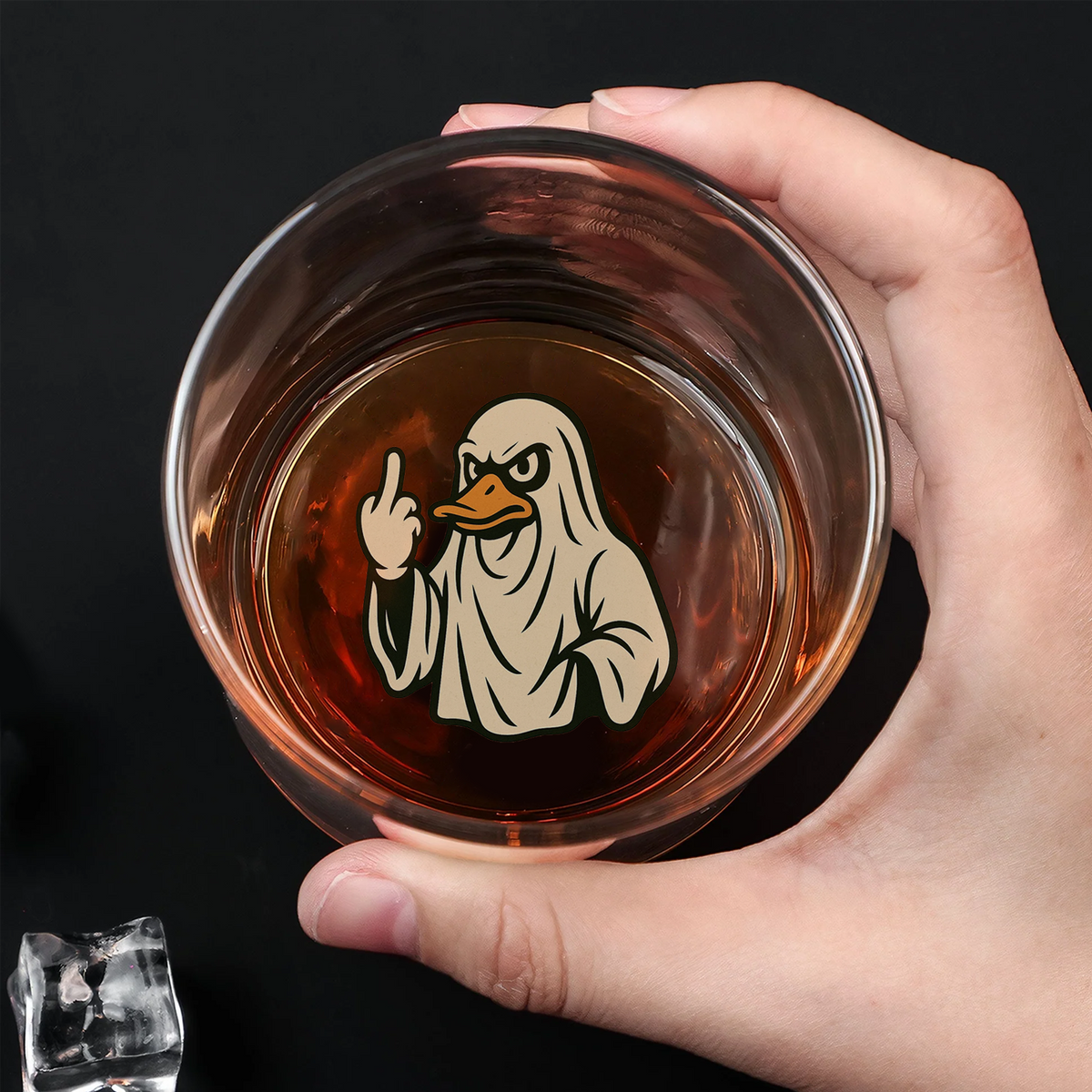 Funny Duck Halloween Whiskey Glass – Unique Drinking Gift for Hunters, Men, and Drinking Lovers