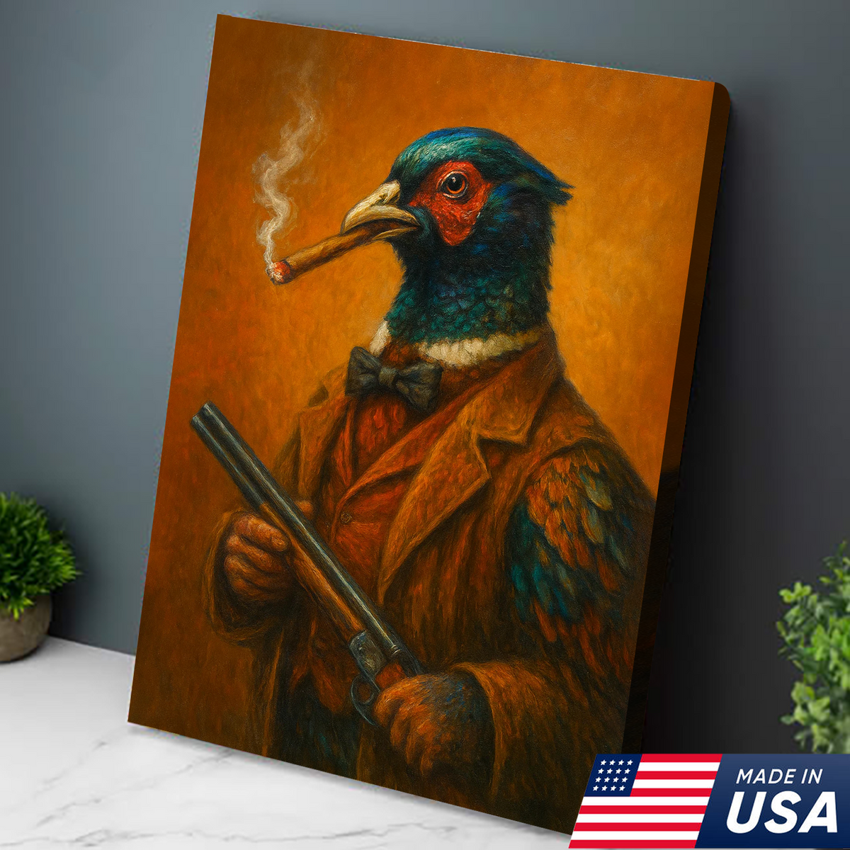 Pheasant Hunter Canvas Wall Art – Funny Hunting Gift for Men, Upland Game Bird Hunters
