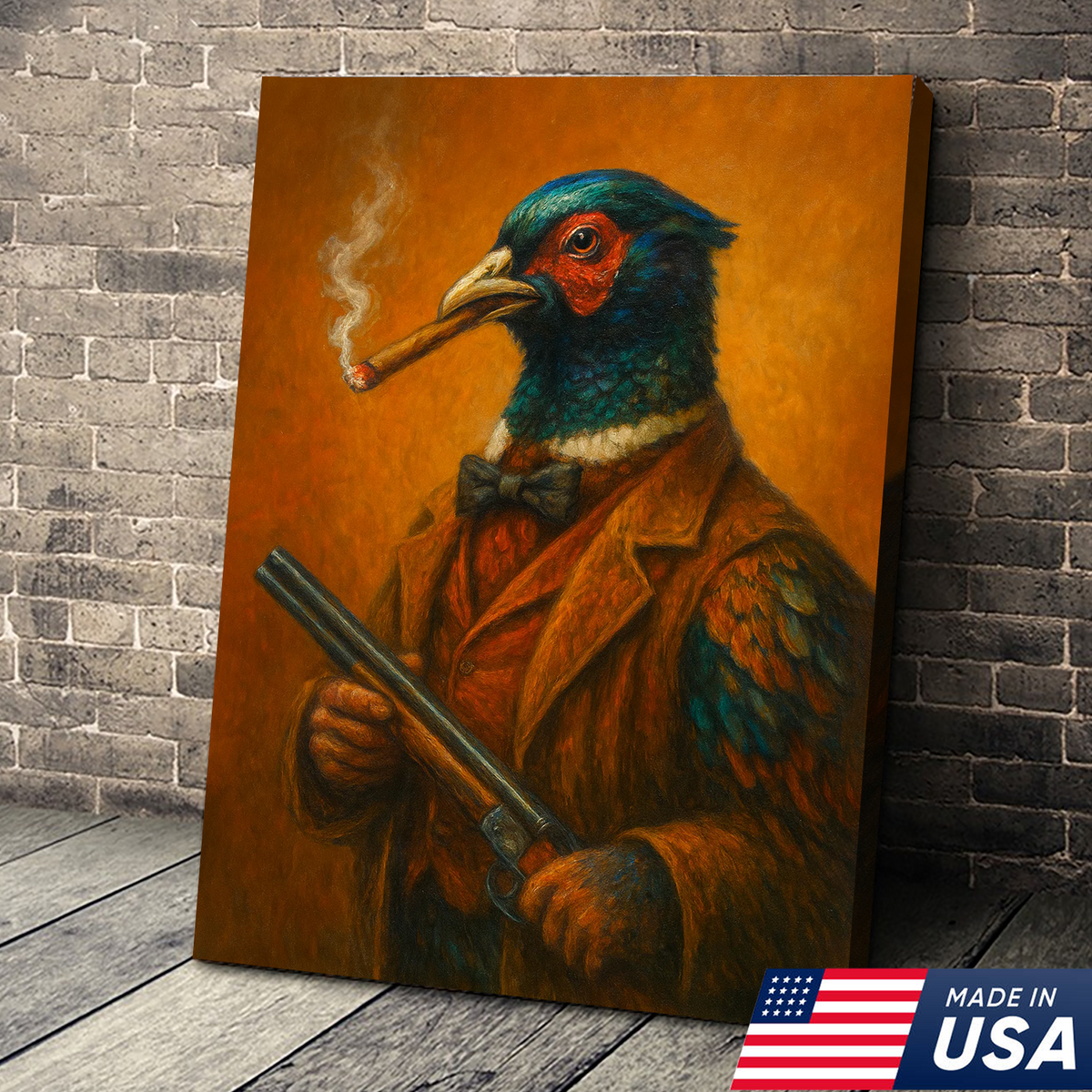 Pheasant Hunter Canvas Wall Art – Funny Hunting Gift for Men, Upland Game Bird Hunters