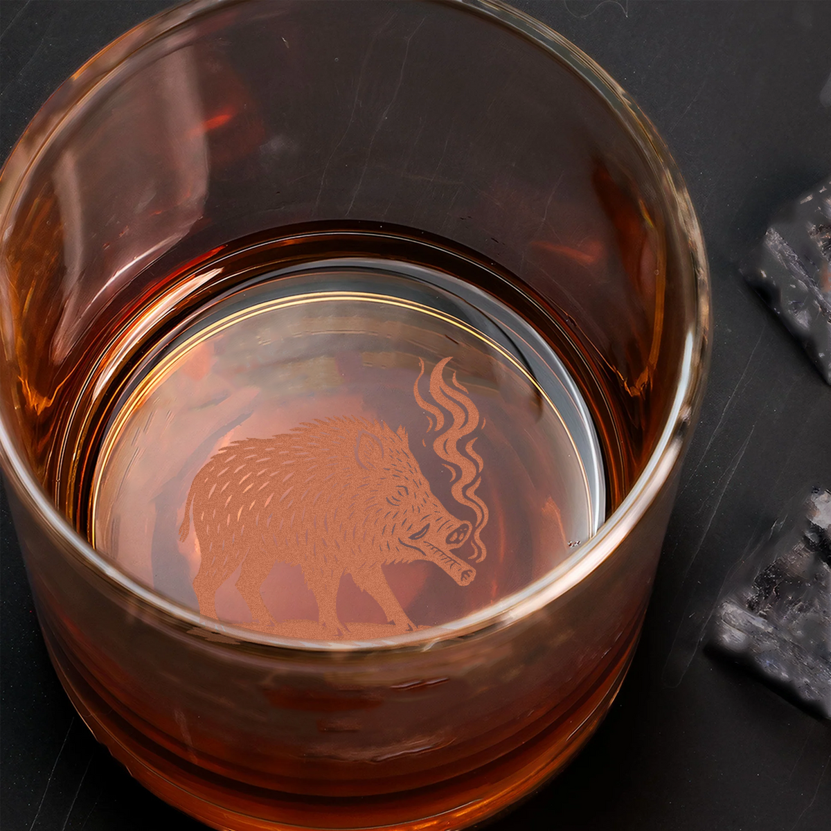 Wild Boar Hunting Engraved Whiskey Glass 2025 – Limited Edition Gift for Men & Hunters