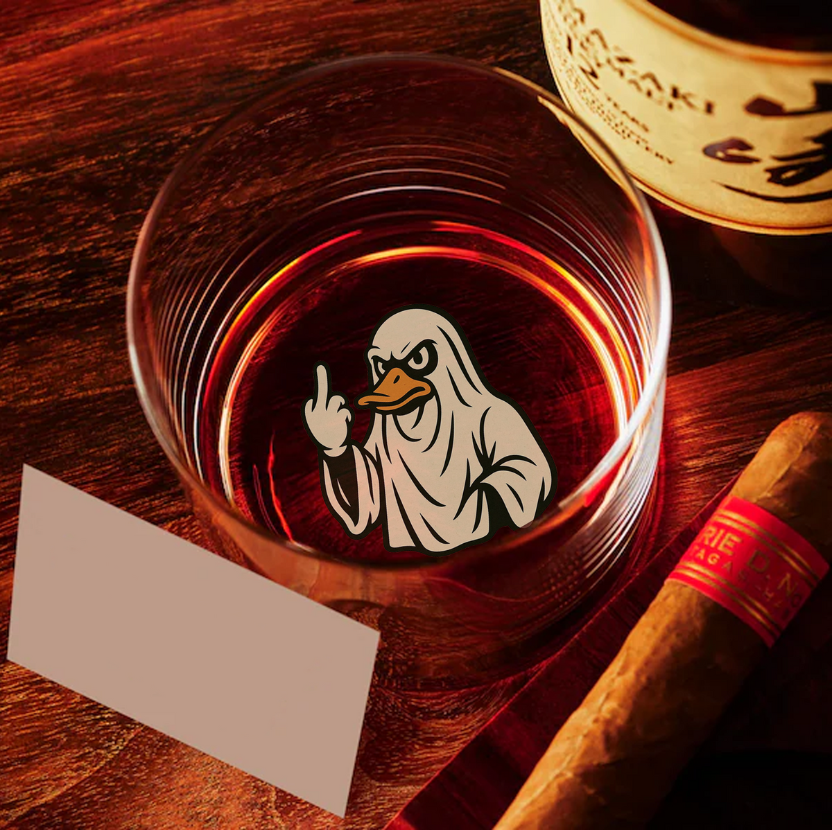 Funny Duck Halloween Whiskey Glass – Unique Drinking Gift for Hunters, Men, and Drinking Lovers
