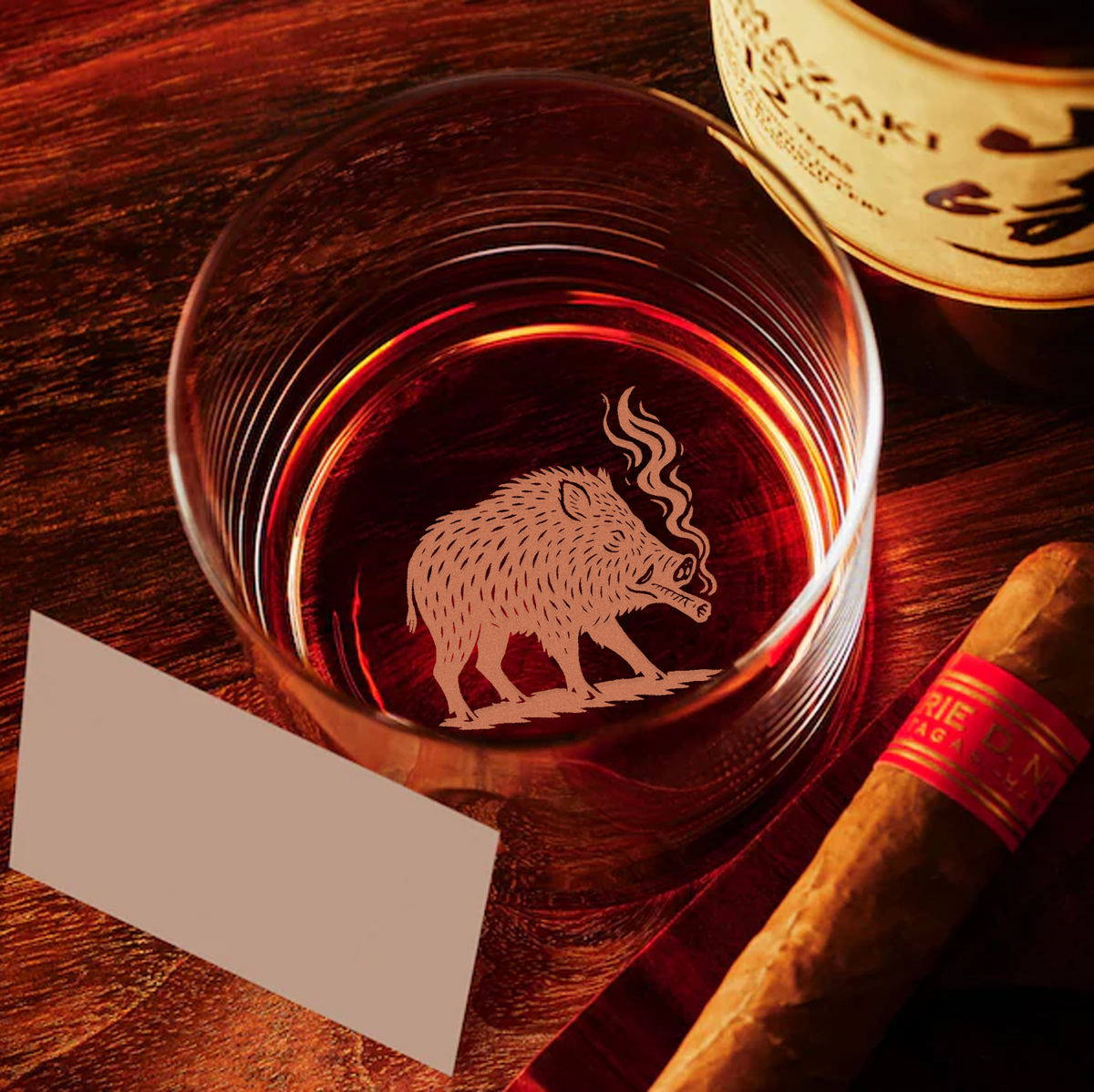 Wild Boar Hunting Engraved Whiskey Glass 2025 – Limited Edition Gift for Men & Hunters