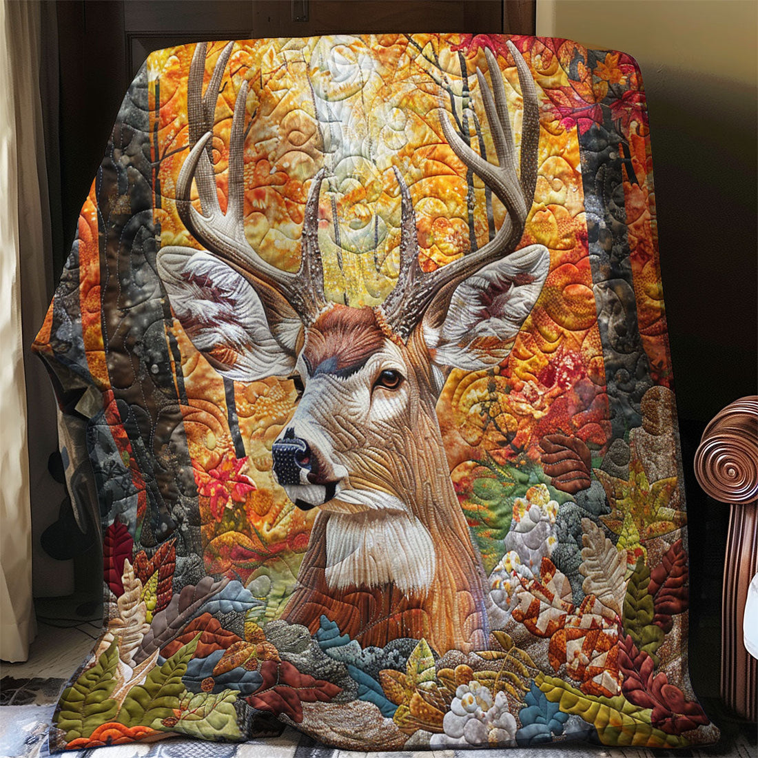 Deer And Autumn Quilt Blanket