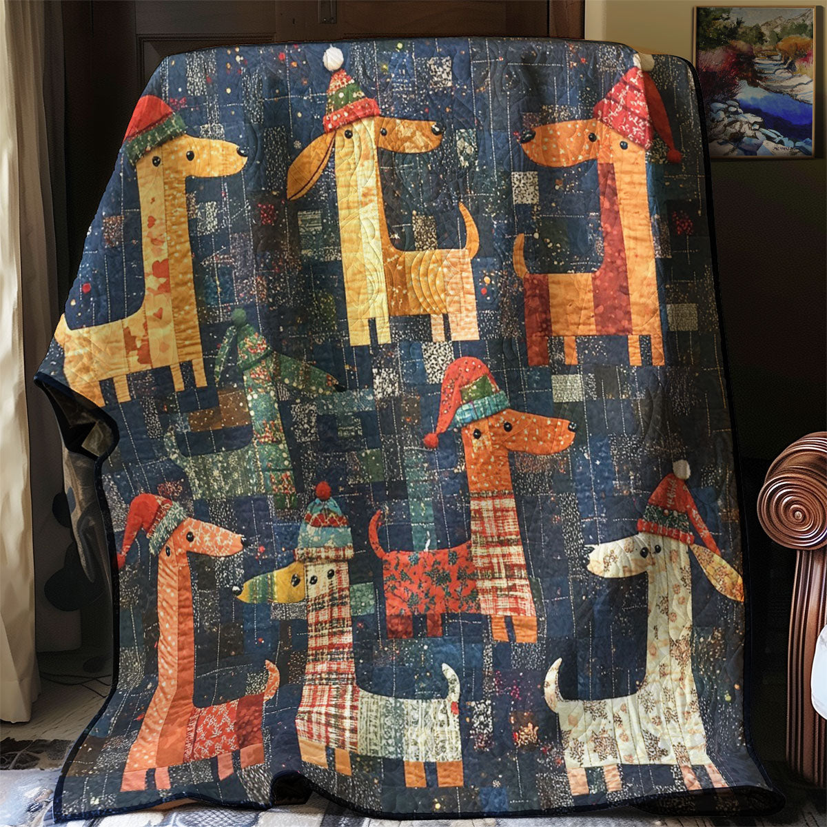 Christmas Dog Evergreen Dreams Quilt Blanket