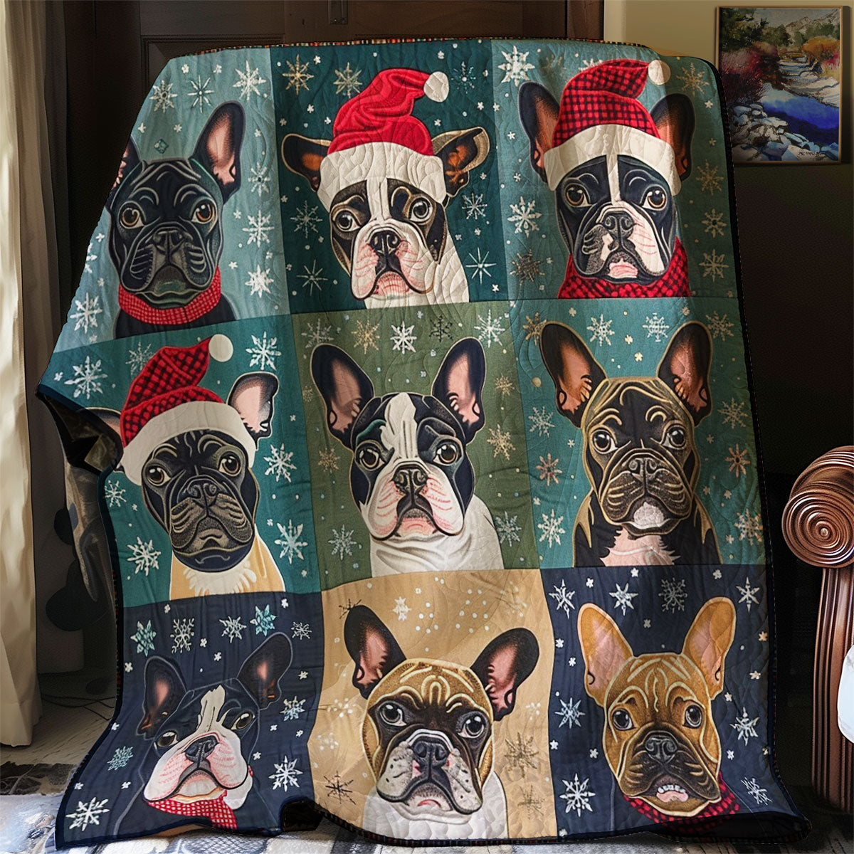 Christmas Dog Mistletoe Magic Quilt Blanket