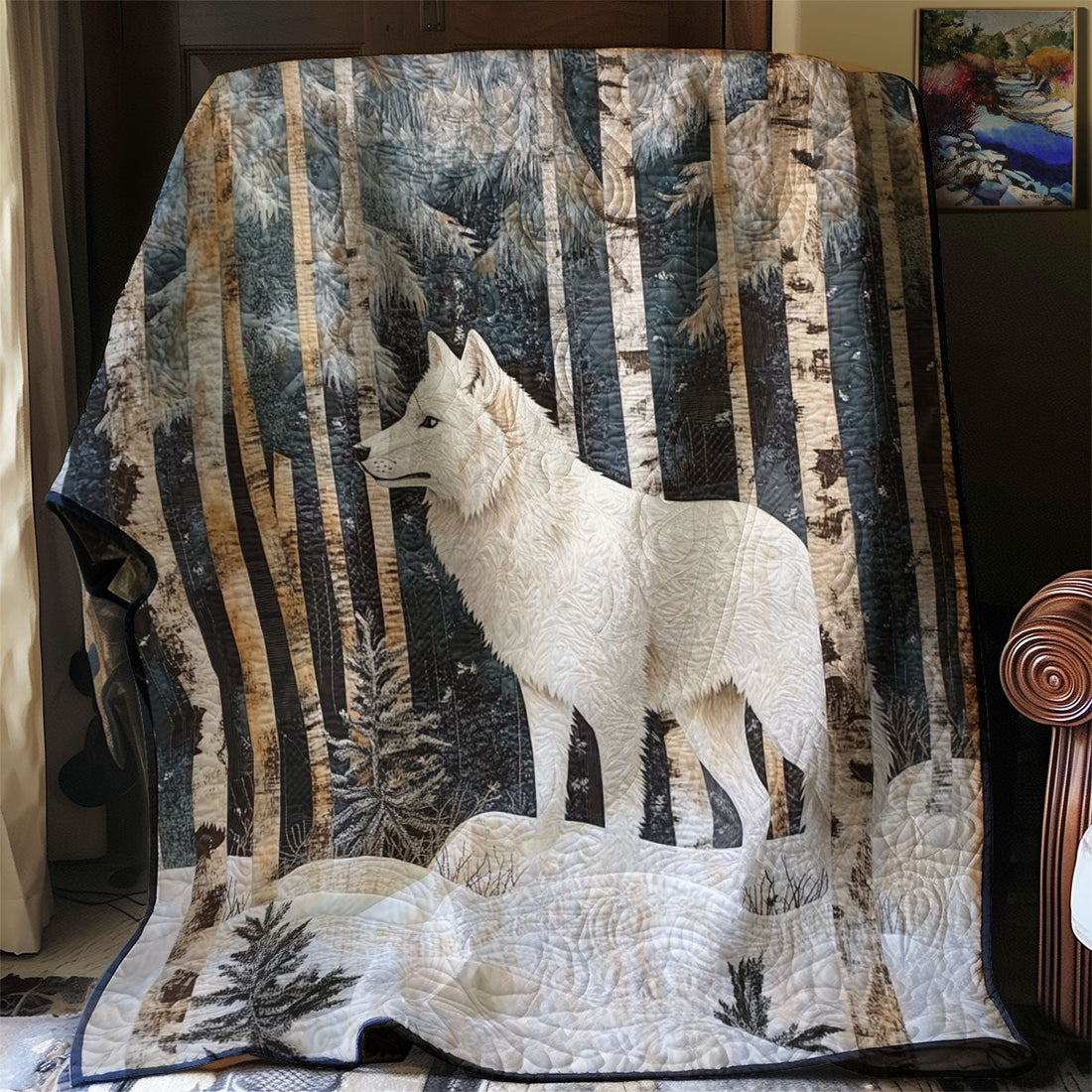 Winter Wolf Rustic Charm Quilt Blanket