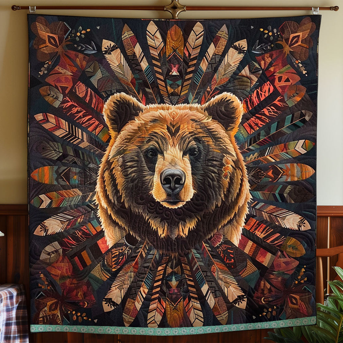 Bear Native American Natural Harmony Quilt Blanket