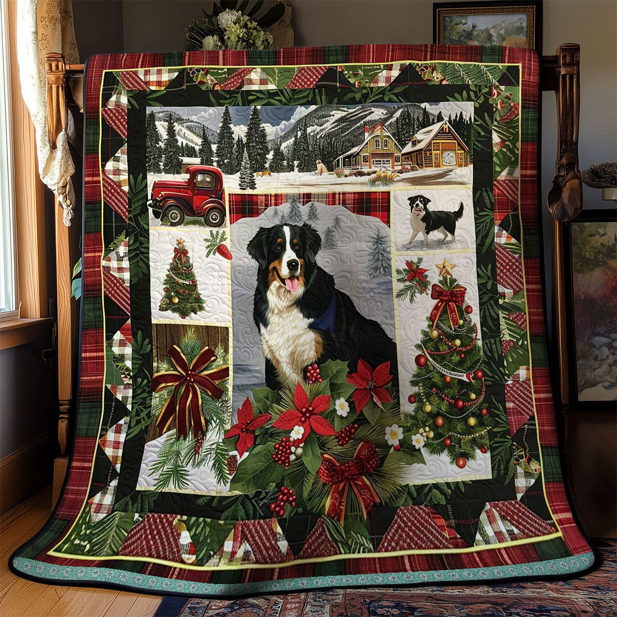 Bernese Christmas Fun Quilt Blanket