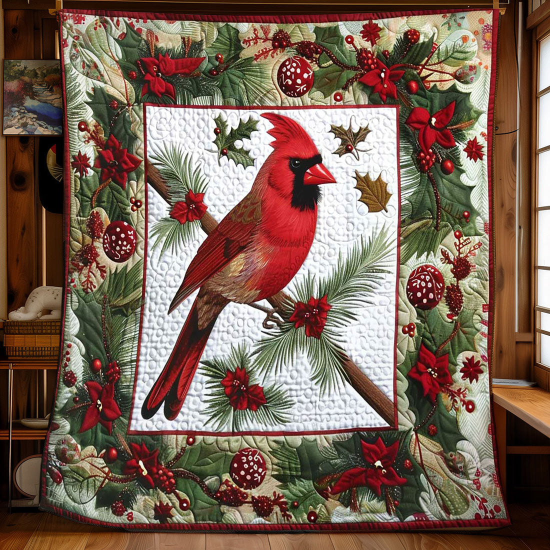 Cardinal Christmas Cheer Quilt Blanket
