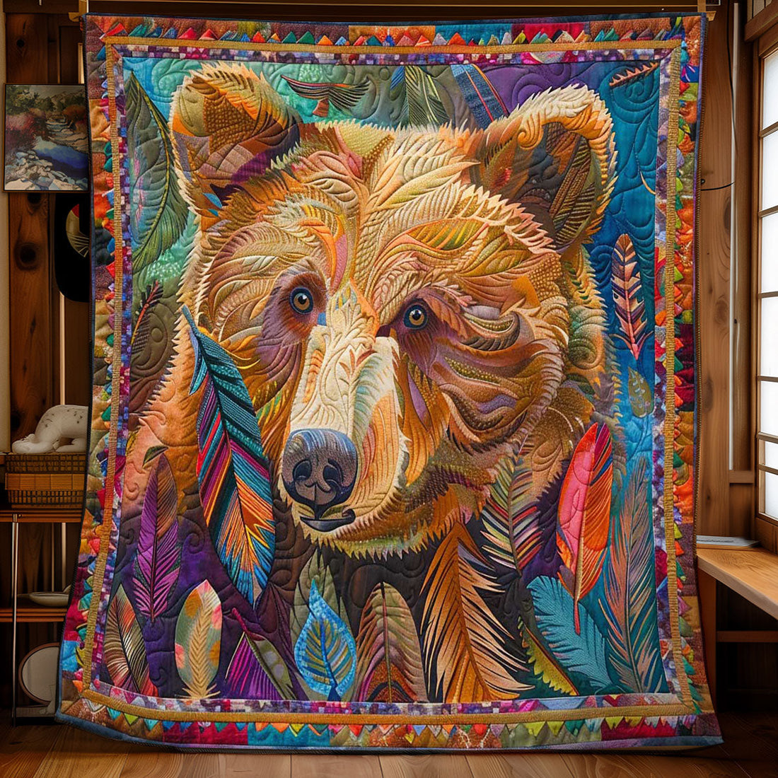 Feathered Bear Grove Quilt Blanket