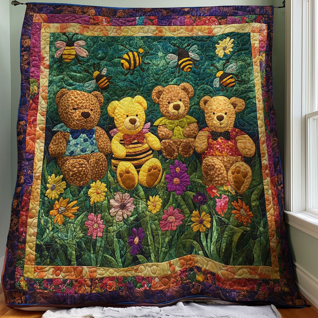 Teddy Bear Family Quilt Blanket