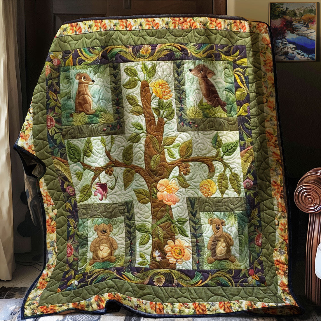 Treehouse Bears Quilt Blanket