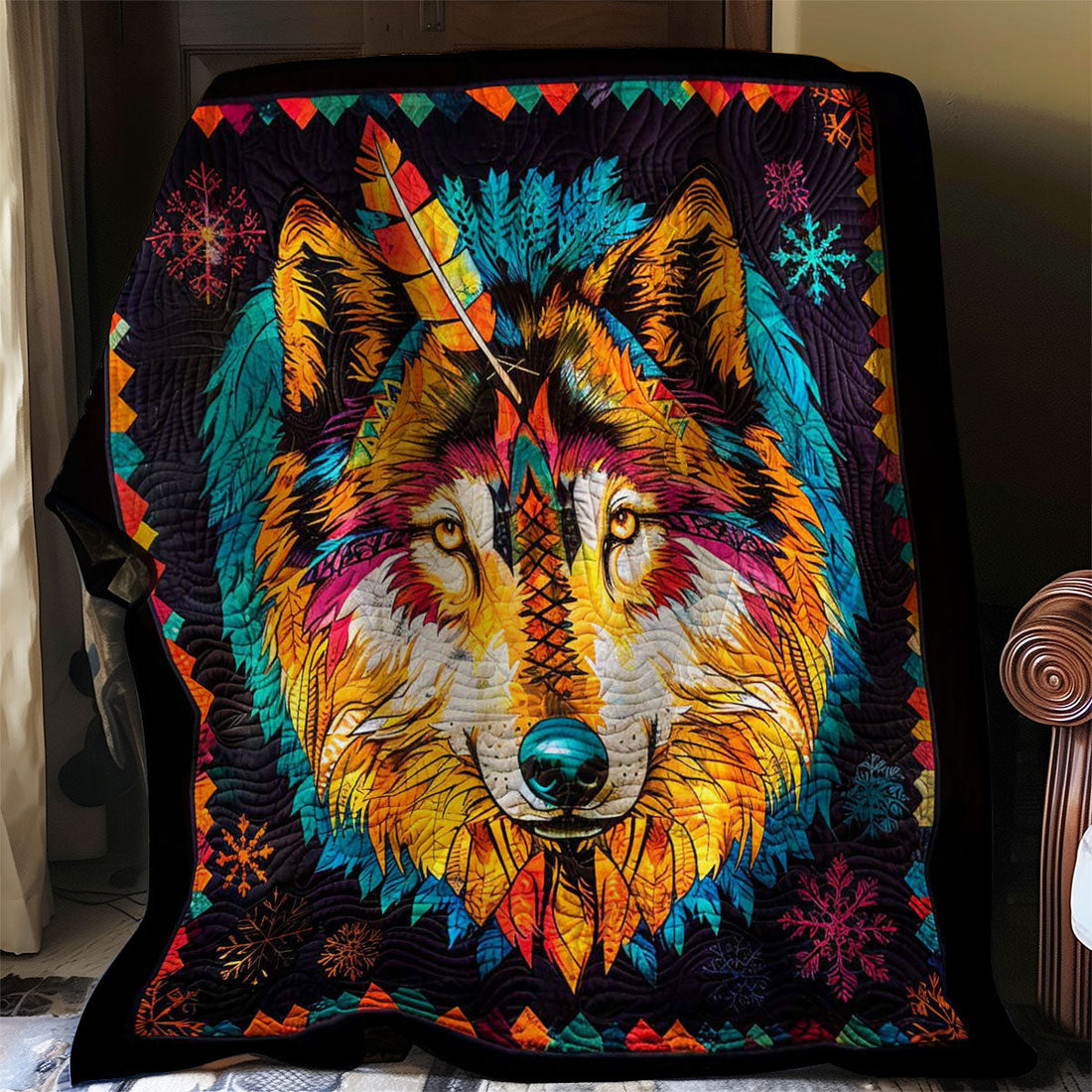 Tribe Wolf Wild Animal Quilt Blanket