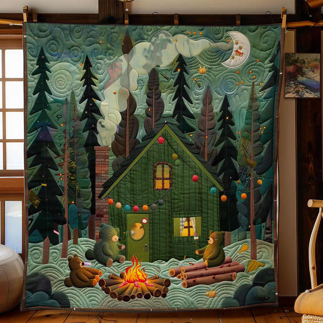 Bears Together Rustic Charm Quilt Blanket