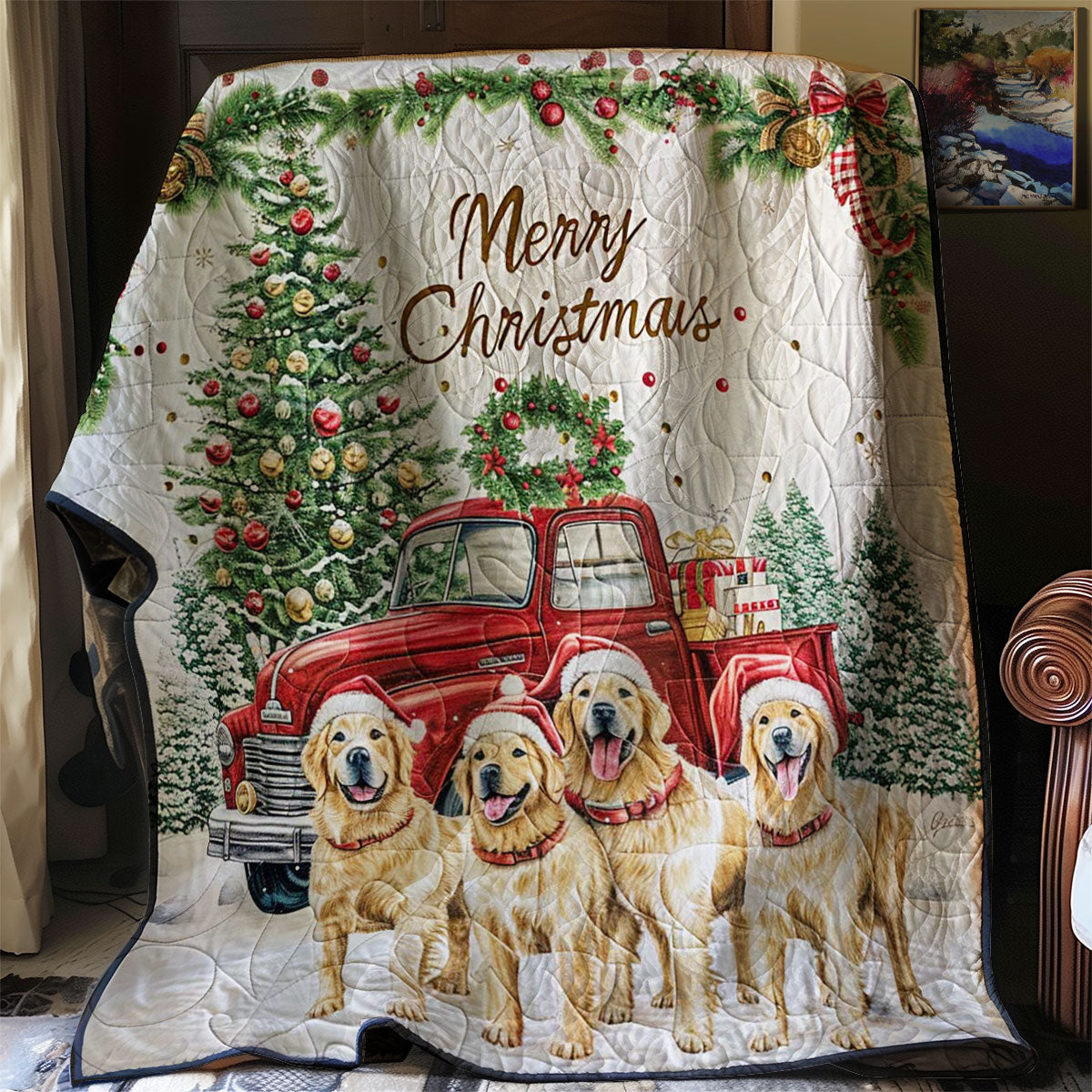 Christmas Dog Quilt Blanket