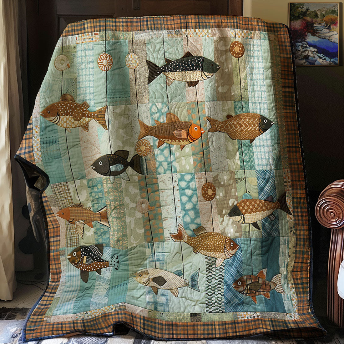 Hanging Fish Quilt Blanket