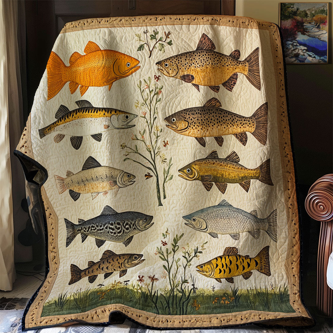 Reel Adventure Fishing Quilt Blanket