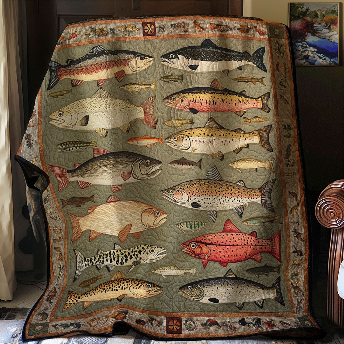 Reel Enthusiasts Fishing Quilt Blanket
