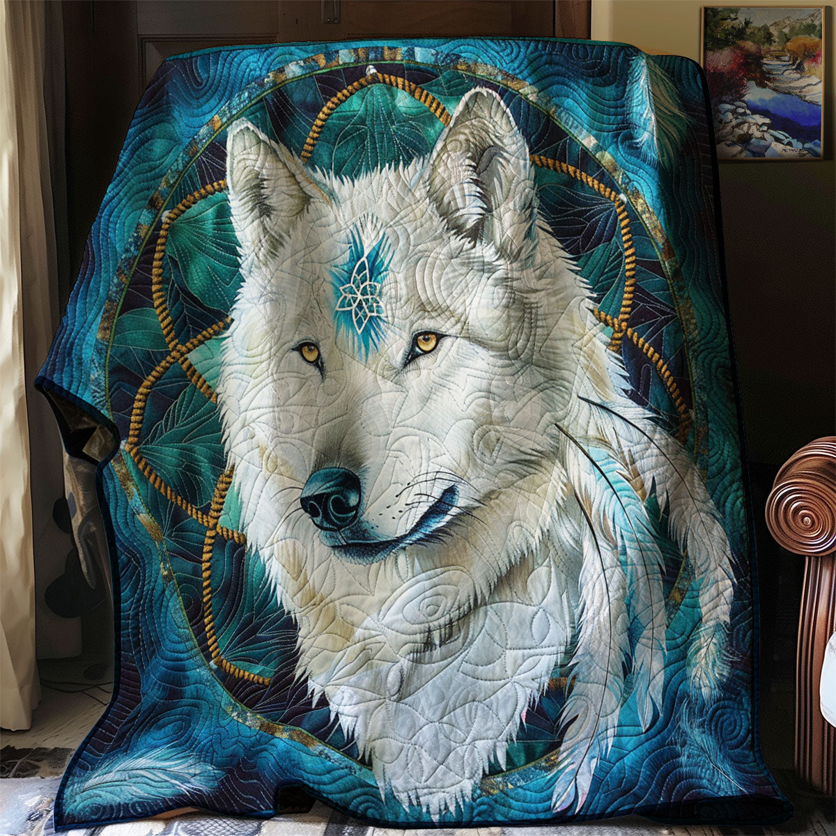 White Wolf Woodland Comfort Quilt Blanket