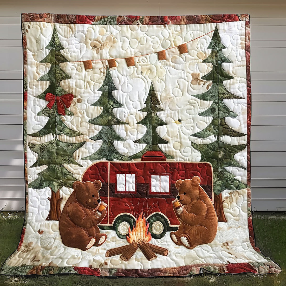 Baby Bear Camping Quilt Blanket
