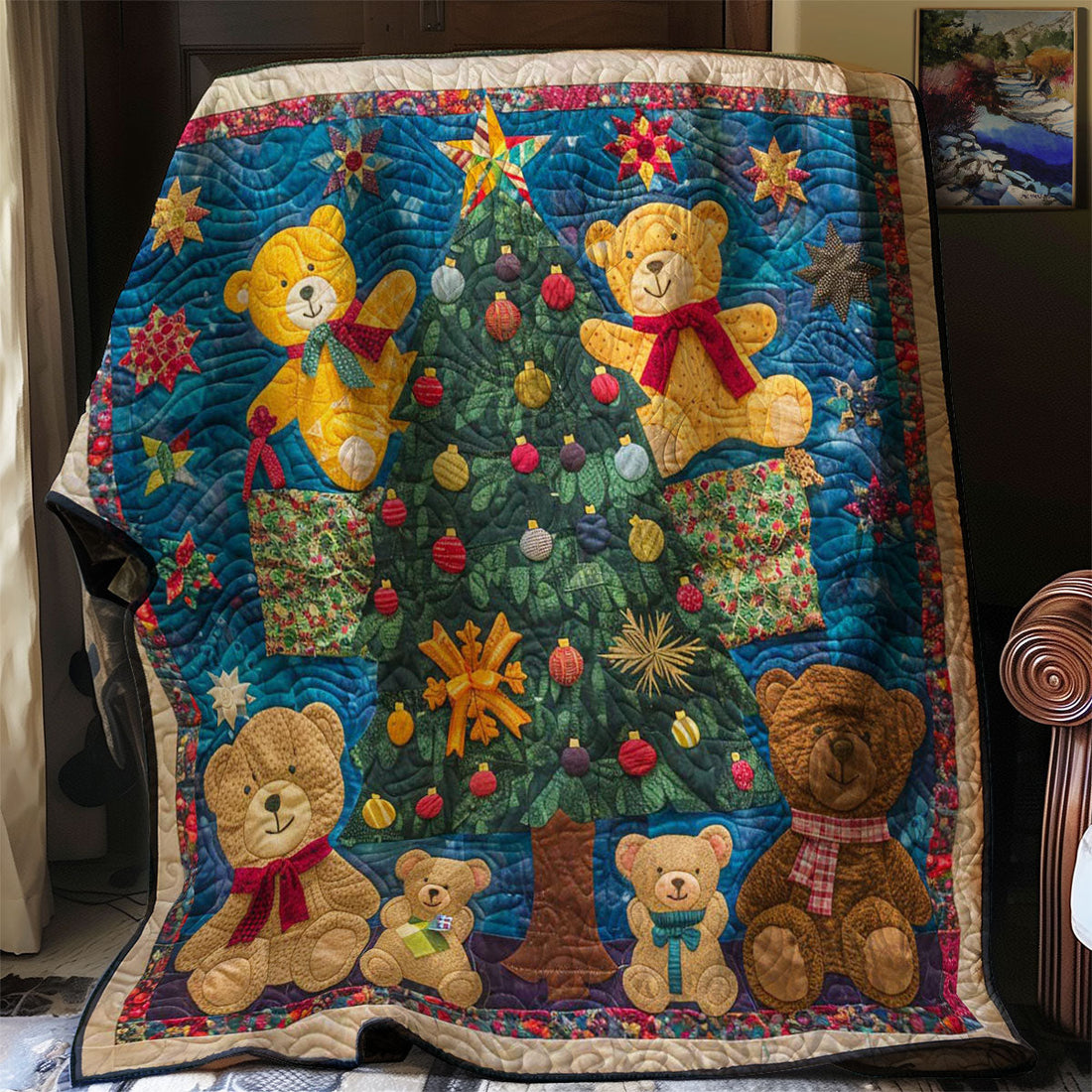 Teddy Bears Tree Quilt Blanket