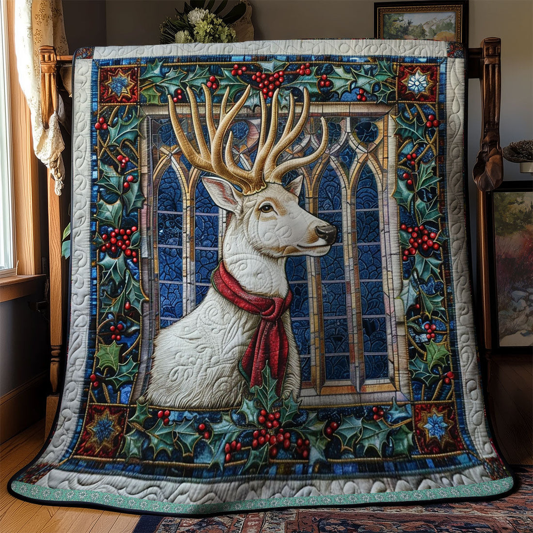 Red Scarf Deer Tales Woodland Retreat Quilt Blanket