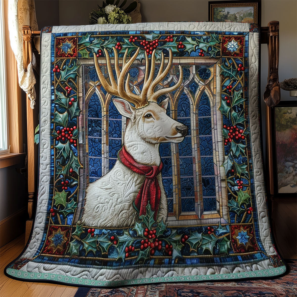 Red Scarf Deer Tales Woodland Retreat Quilt Blanket