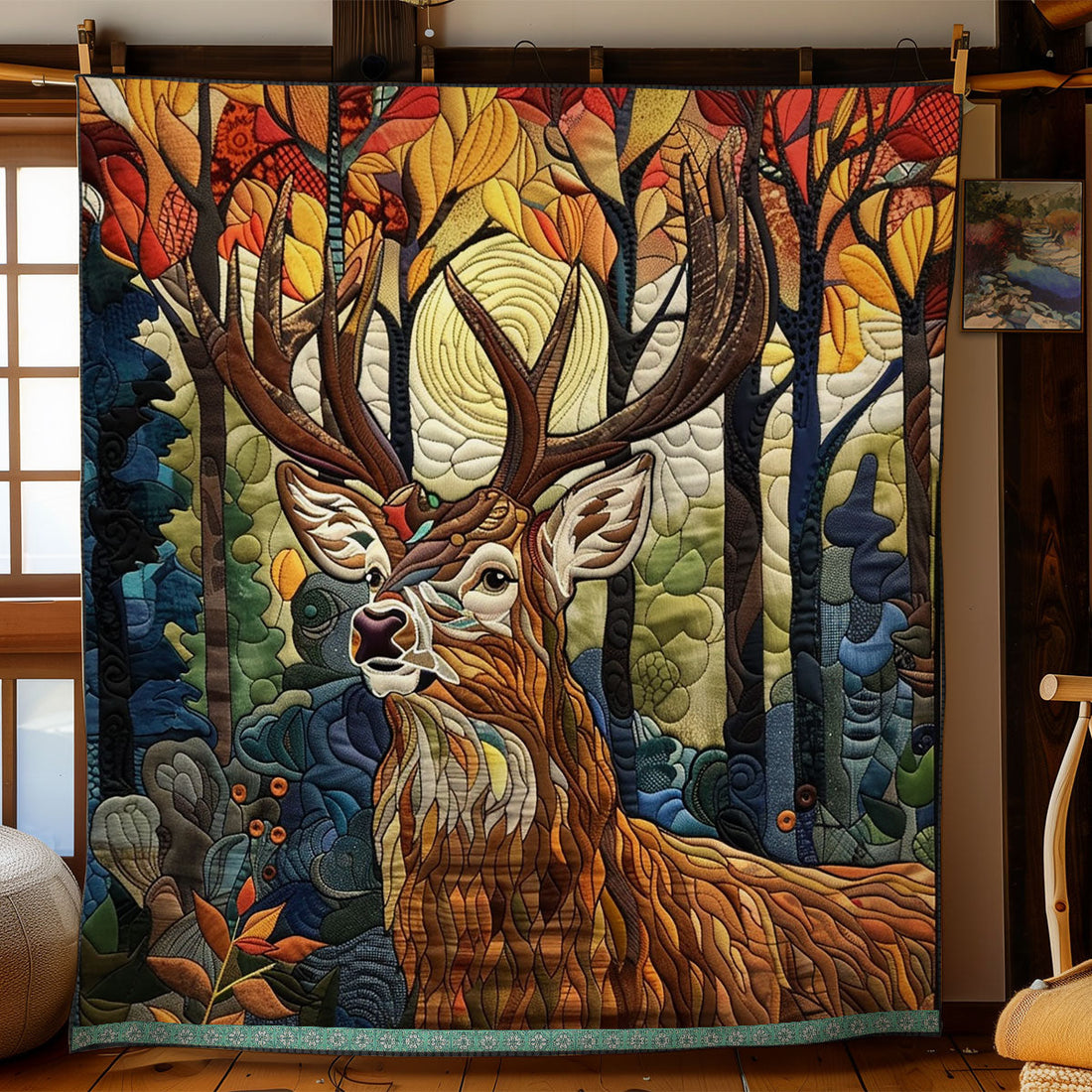Whispering Woods Deer Quilt Blanket